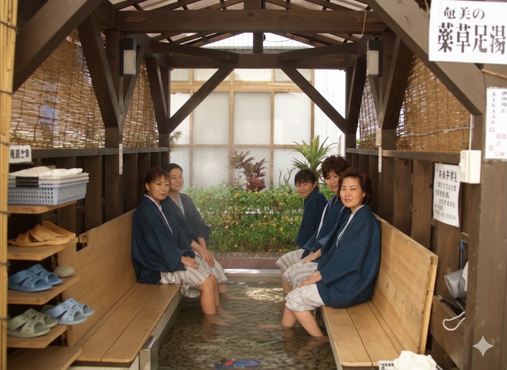 光明石足湯をサービス